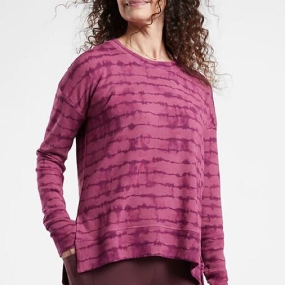 Athleta Coaster Lux Tahiti Pink Printed Soft & Stretchy Sweatshirt Size Small - Picture 1 of 7